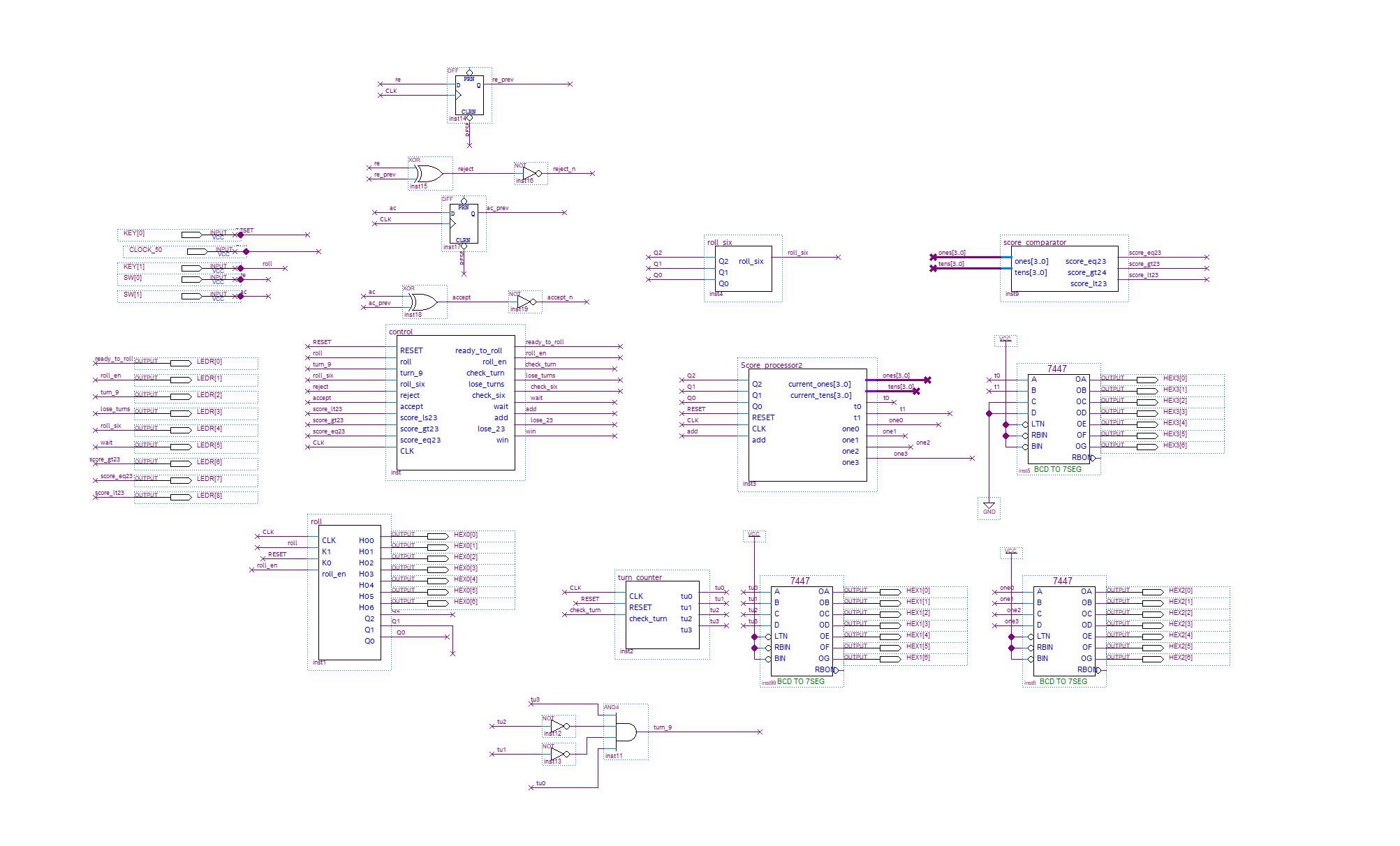 Original schematic-based dice game design