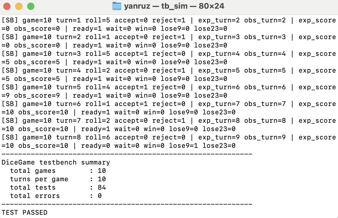Passing simulation result